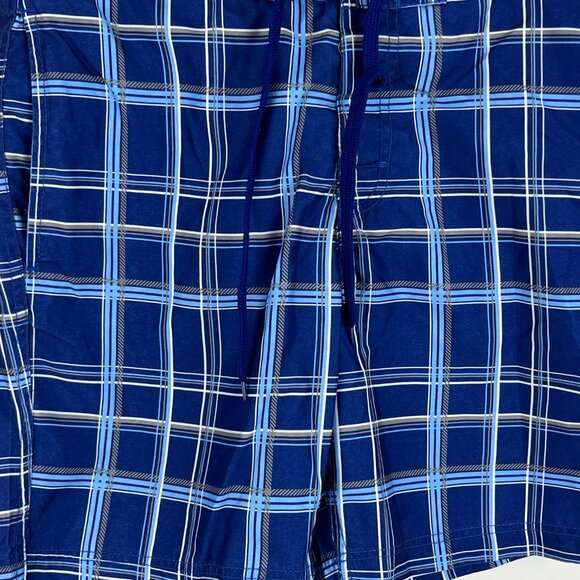 Logan Hill Swimwear Shorts Size S Blue Plaid Elastic Waist 30-32in Inseam 8in - Picture 3 of 9